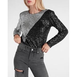 NWT Express Color Block Sequin Thong Bodysuit - Medium